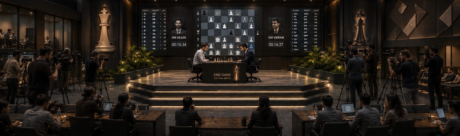 Intellectual Battle Hub &ndash; chess room interior render, Chennai